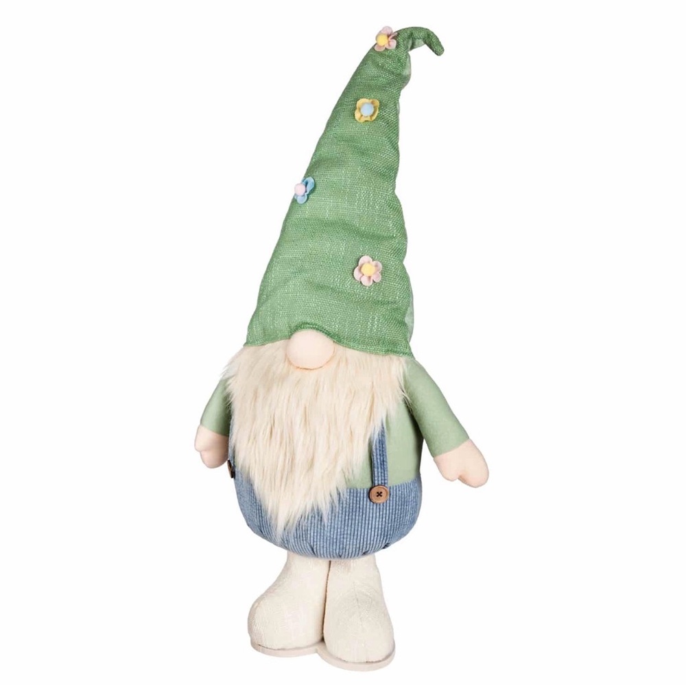 NWT - Green and Blue Standing Gnome Plush Decor - 34”T